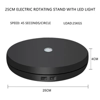 25cm electric rotating stand with led light 360 degree photography turntable 25kg load studio shooting swivel booth
