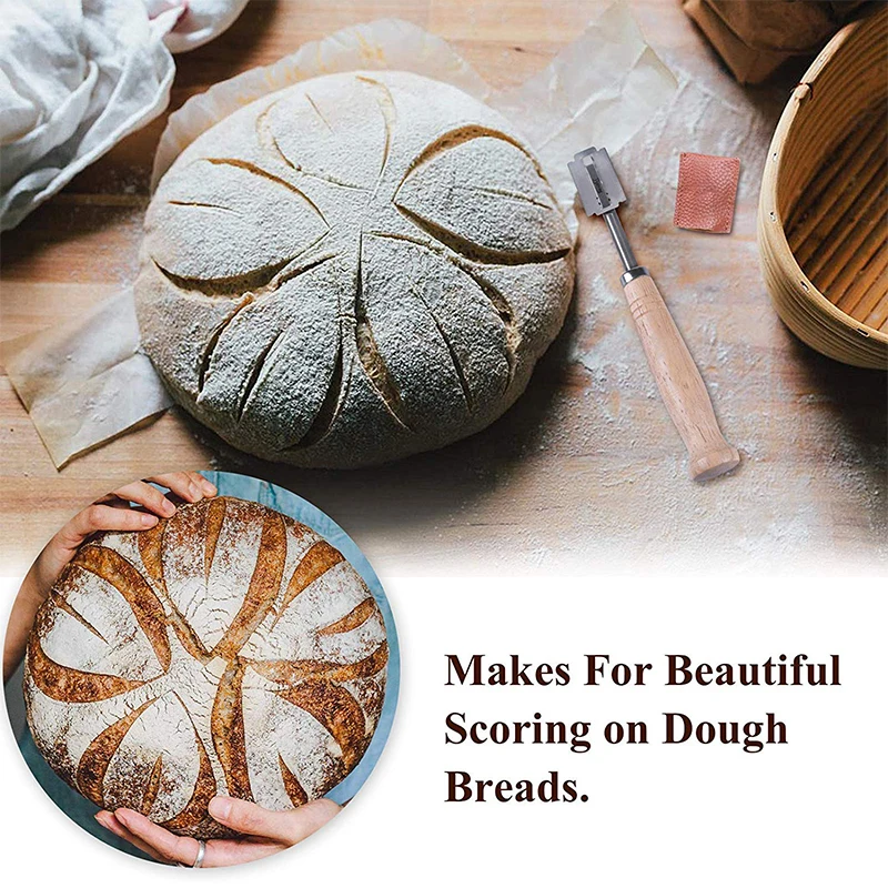 Wooden Bread Lame Cutter Knife Slicer Slashing Tool Dough Scoring Blade Tools Leather Protective with Blades and Cover | Дом и сад