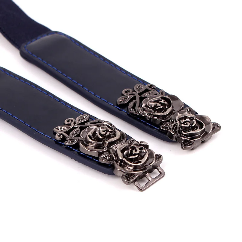 

Fashion Women Belt Elastic Leather Cummerbunds Lady Rose Flower Vintage Vintage Thin Waist Belts Female Luxury Dress Accessories