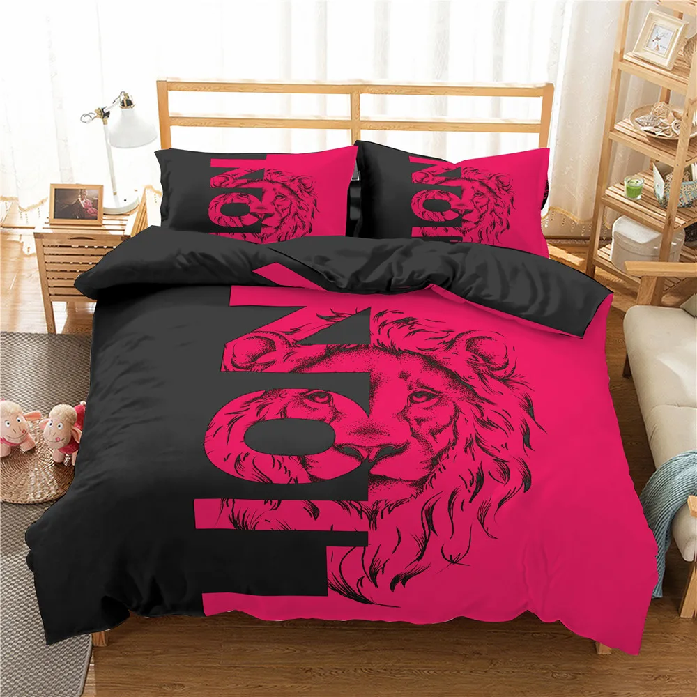 

2021 Lion luxury Duvet Cover King Size Queen Size Comforter Sets Printing Bedding Set Pillowcase 2/3pcs
