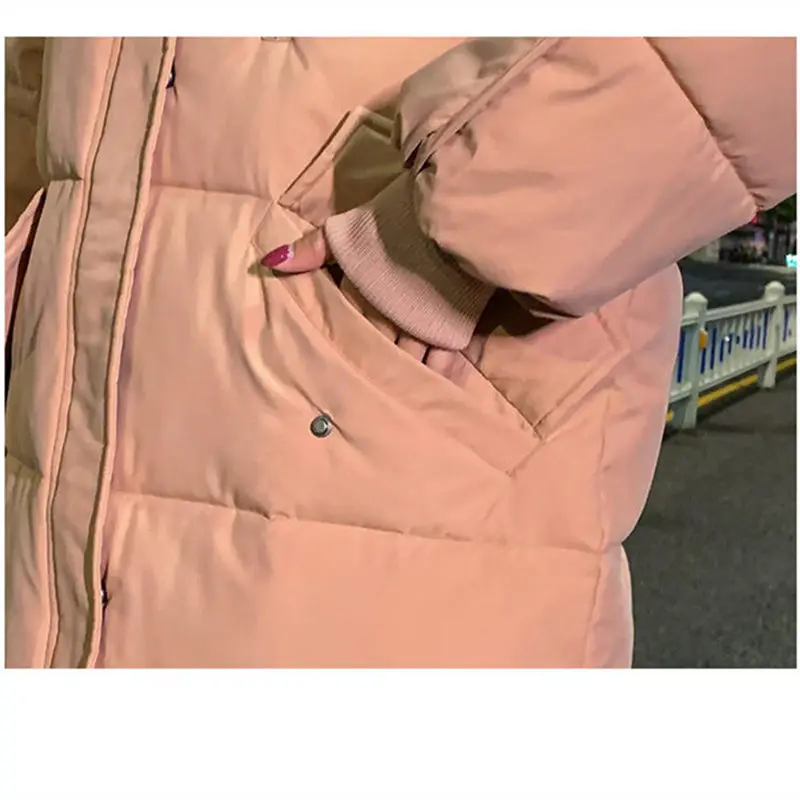 

New Winter Jacket Hooded Long Sleeve Coat Women Fashion Down Cotton Coat Padded Warm Loose Jacket Women Parkas Outerwear Q3028