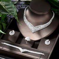 hibride exquisite big water drop necklace pendientes earring set aaa cubic zircon wedding jewelry set for women bridal n 1147
