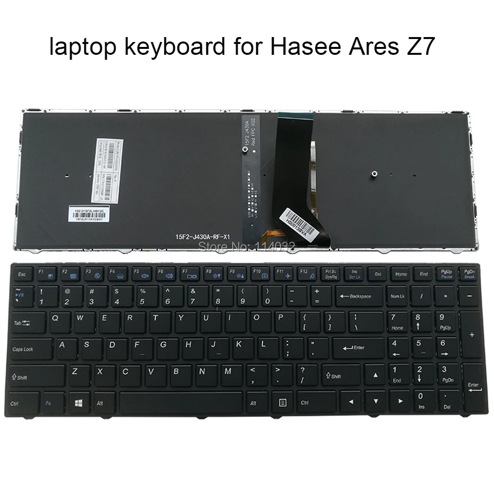 US Backlight Keyboard for Hasee k680e For Clevo N250 N251 N750BU CVM15F23USJ430A 6-80-N7500-012-1HA English backlit Keyboards