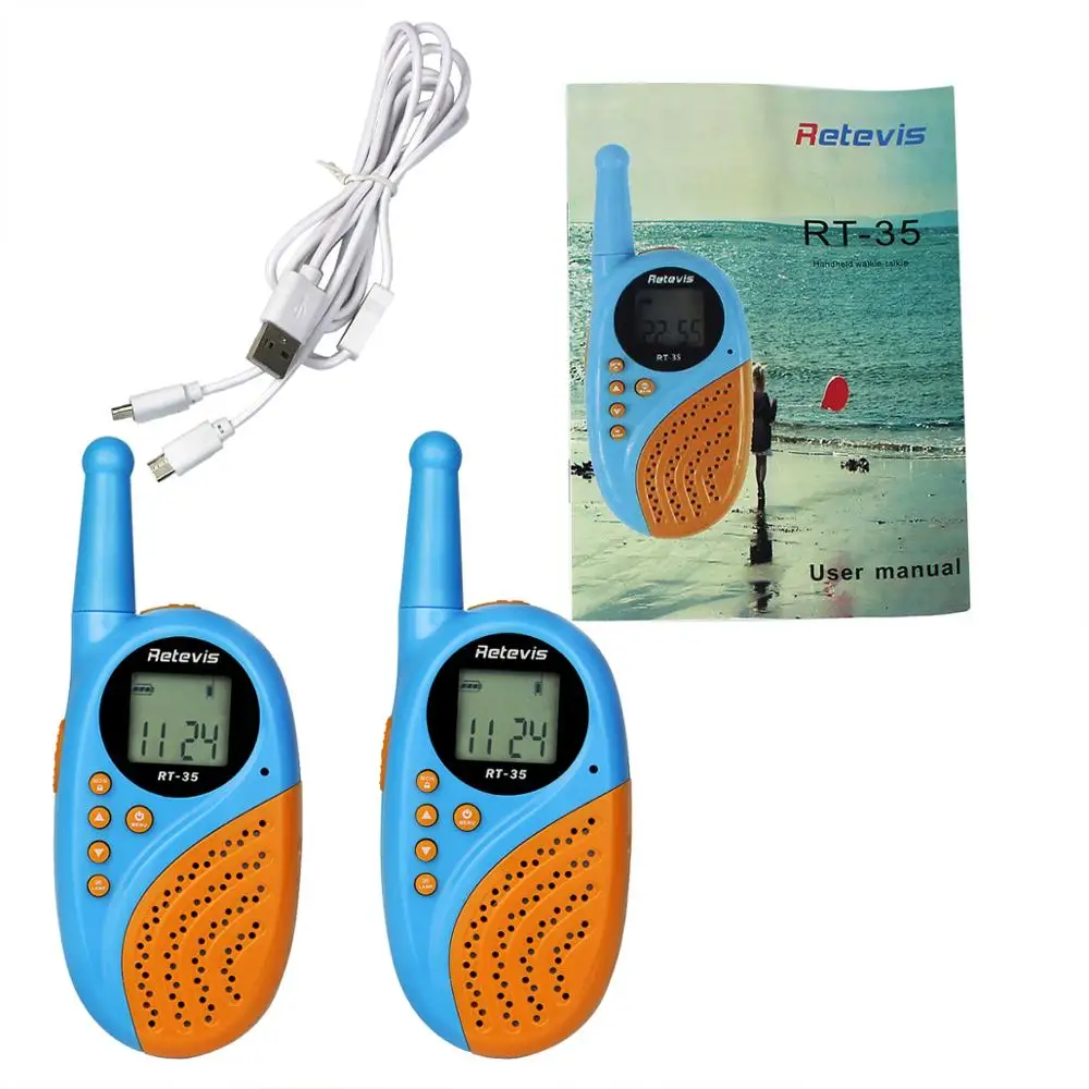 Портативная рация Retevis RT35 2 шт. 16/22 канала UHF PMR цифровые часы USB зарядка PMR446 подарок