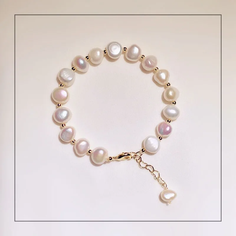 Женский винтажный браслет из серебра S925 пробы с натуральным пресноводным