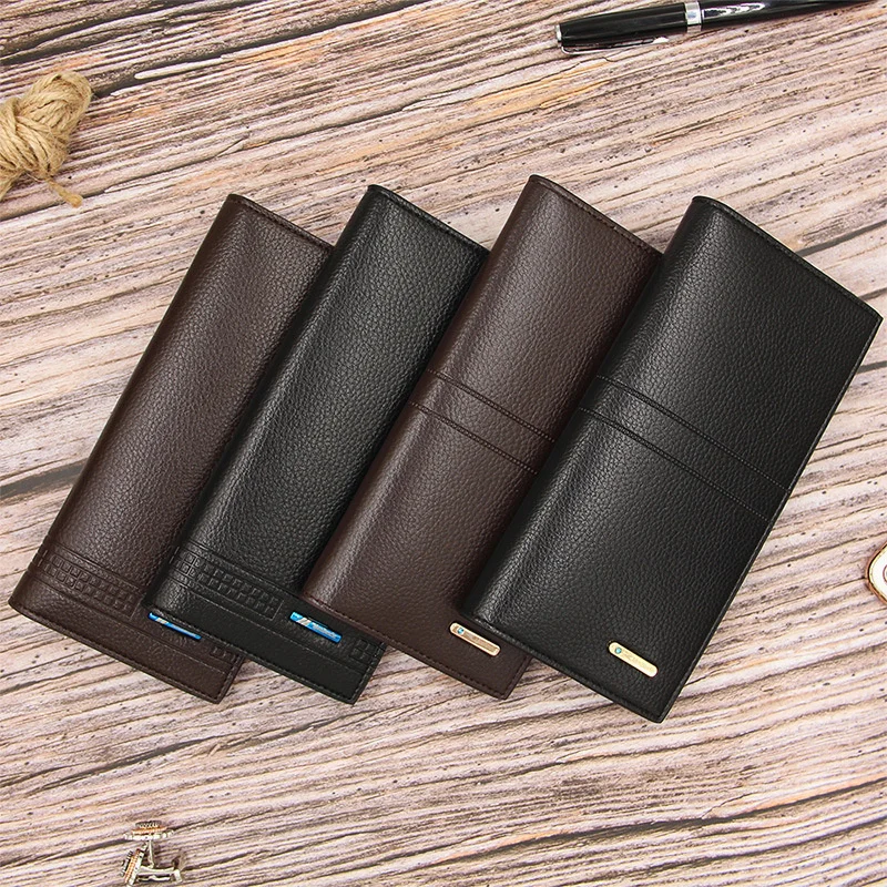 

Men's Business Long Wallet Men's Zero Wallets Personalized Vertical Multi Card Position Soft Leather Multi-function Handbag