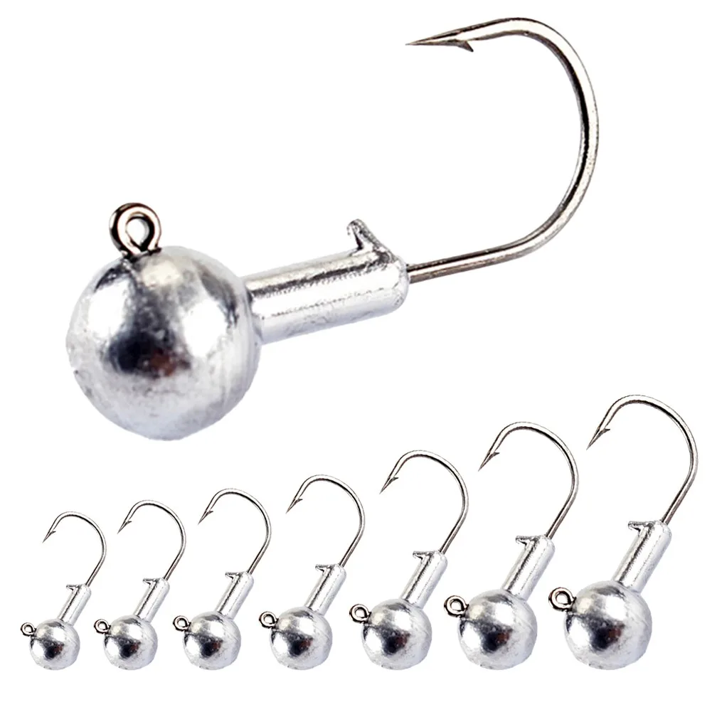 

50pcs Jig Head Barbed Hooks Sea Fishing Connector For Soft Lure 1-14g Weight High Quality Fishing Accessories