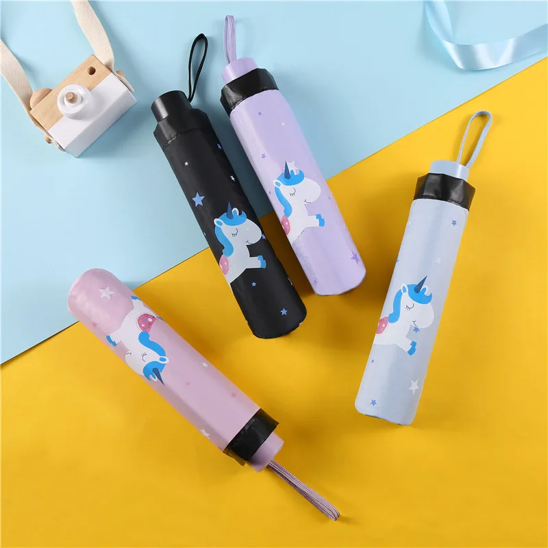 

Vinyl Sunshade Creative Small Fresh Sunny Umbrella Folding Sunscreen Vinyl Tri-fold Umbrella Outdoor Portable Umbrella