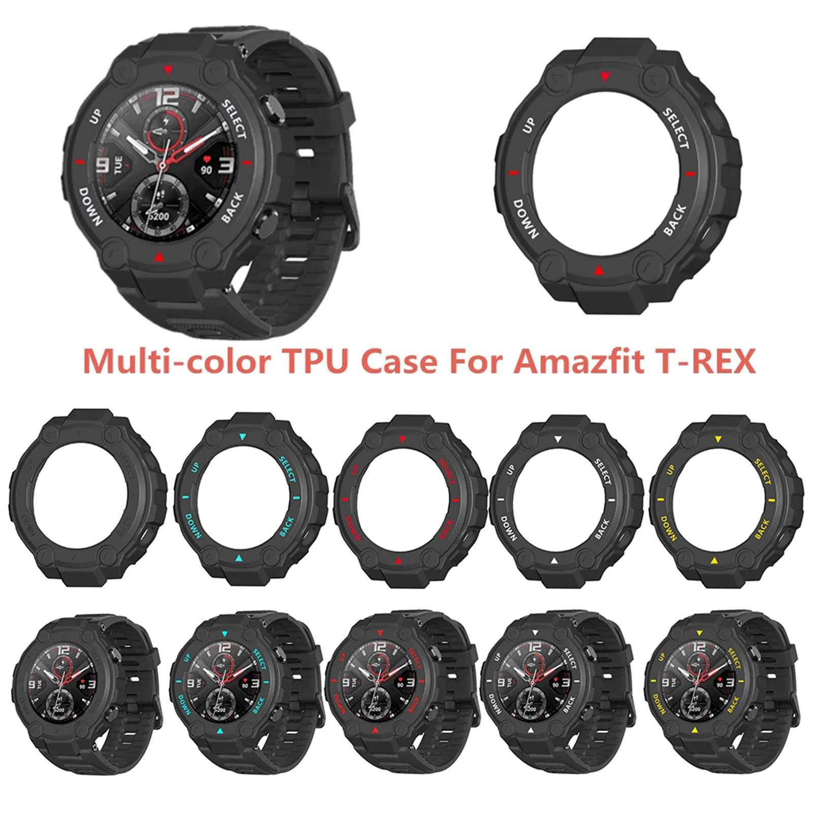 HIPERDEAL Huami Amazfit T-Rex Protective Shell TPU Watch Protective Shell Bezel TPU Watch Protective Frame Cover Bumper Cover