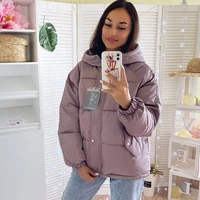 2021 women parkas jacket fashion solid thick warm hooded jacket coat winter parkas solid loose outwear jacket