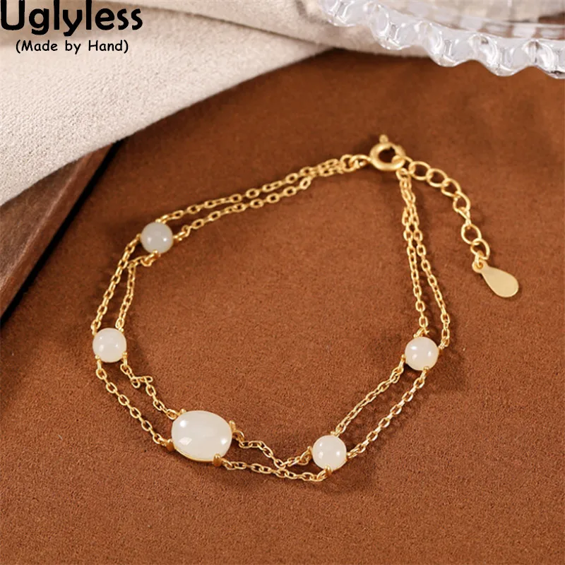 

Браслеты-цепочки женские двухслойные из серебра 925 пробы с нефритом