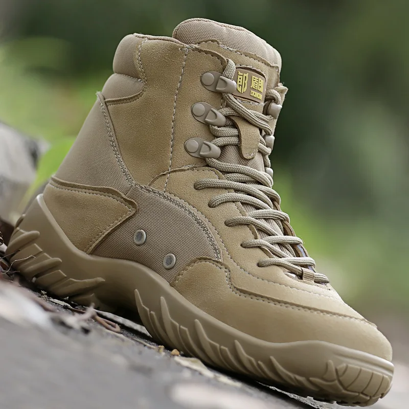Outdoor Men Hiking Shoes Army Combat Boots Lace Up Ankle Tactical Boot Man Plus Big Size Military Work Mens Non-slip | Спорт и