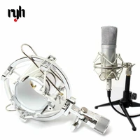 sliver professional microphone shock mount studio sound recording mic stand mount clips holder for hanging microphone karaoke