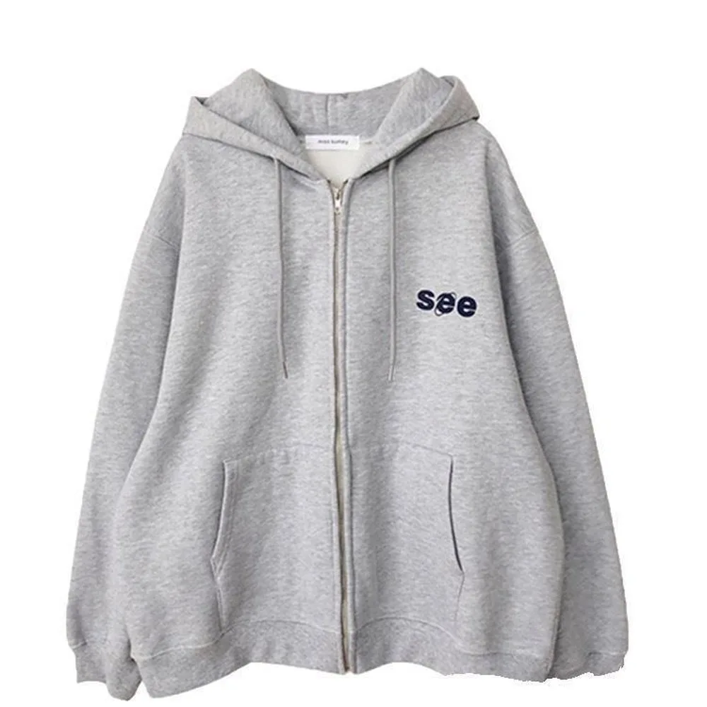 

Thick Hoodies Women Hooded Jacket Autumn Winter Clothes New Korean Version Tide Loose Letter Print Polyester Casual