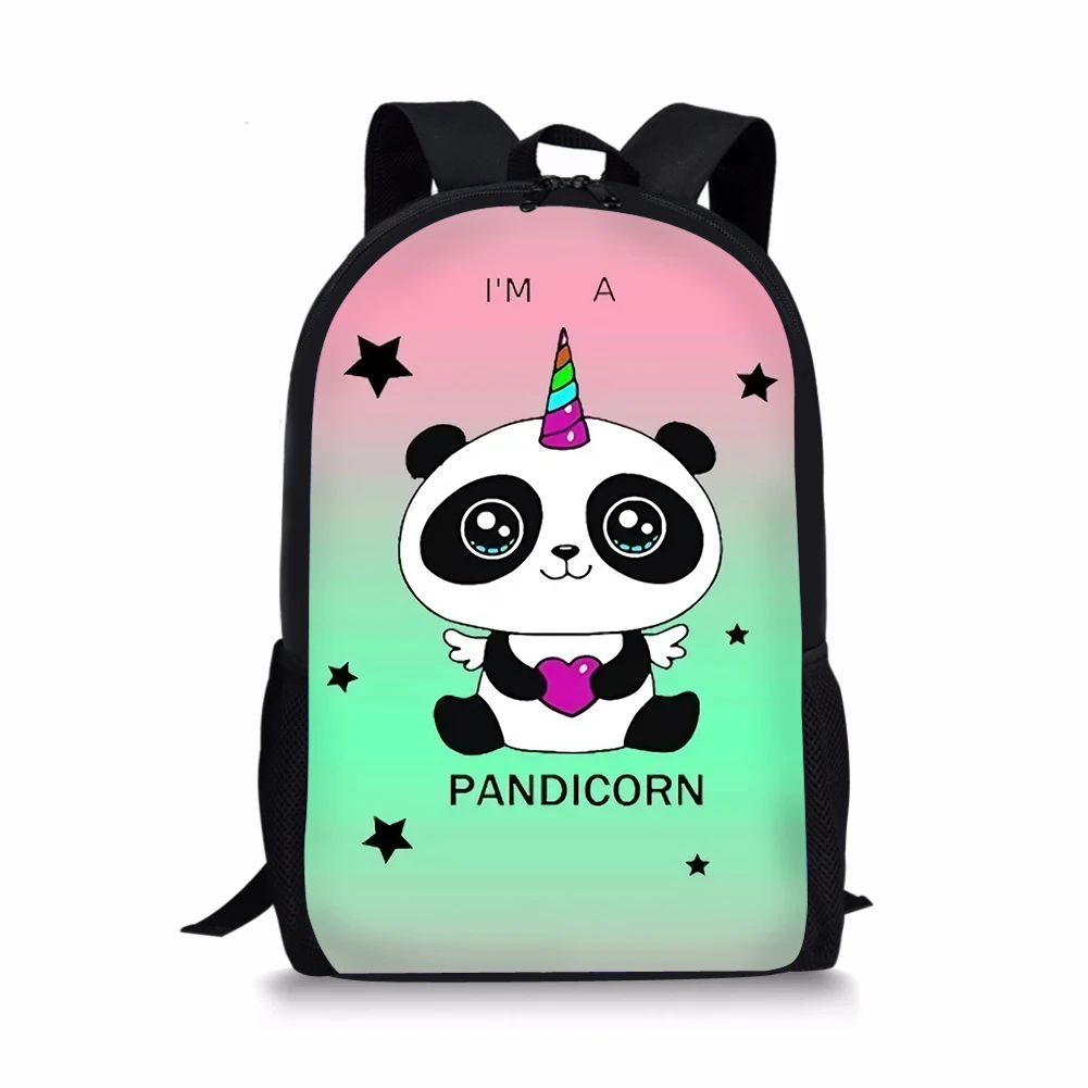 Children's Backpack Panda Unicorn Pattern Students School Bags Cartoon Animal Print Teenagers Book-Bag Mochila Travel Bag