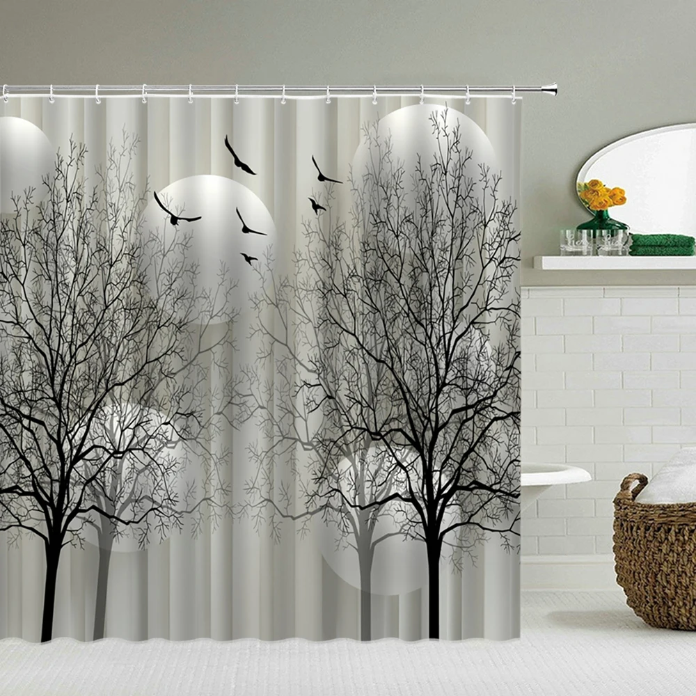 

3d Colorful Tree Shower Curtains Bathroom Curtain Waterproof Polyester Cloth Decoration With Hooks180*240cm Bath Curtain