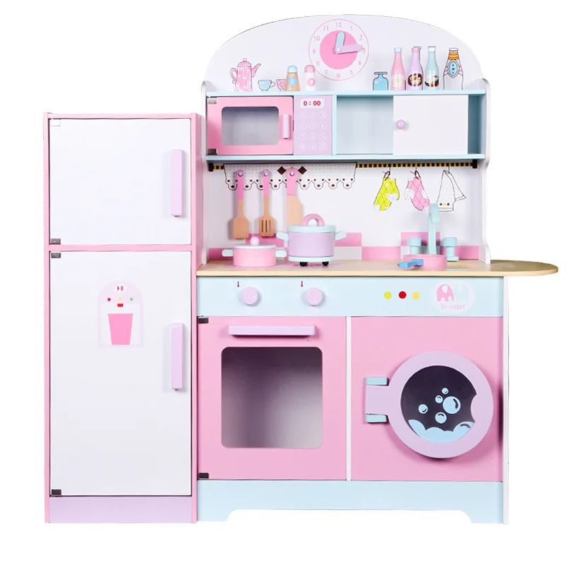 

100cm Large kids kitchen set simulation refrigerator kitchen kit early education play house wooden kitchen toy gift girls toys