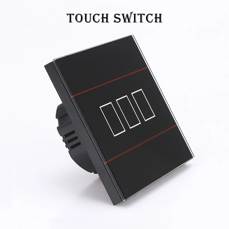 only touch 3 black Стандартный ЕС 1/2/3 группа Водонепроницаемый светильник сенсорный переключатель закаленное Стекло Панель настенный светильник s - Цвет: only touch 3 black