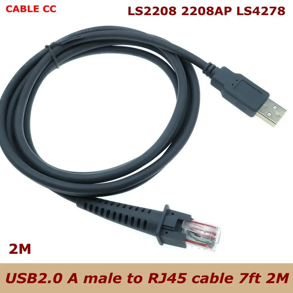 

USB A Male to RJ45 Cable 7ft 2M for Symbol Barcode Scanner LS4278 LS2208 2208AP by Generic