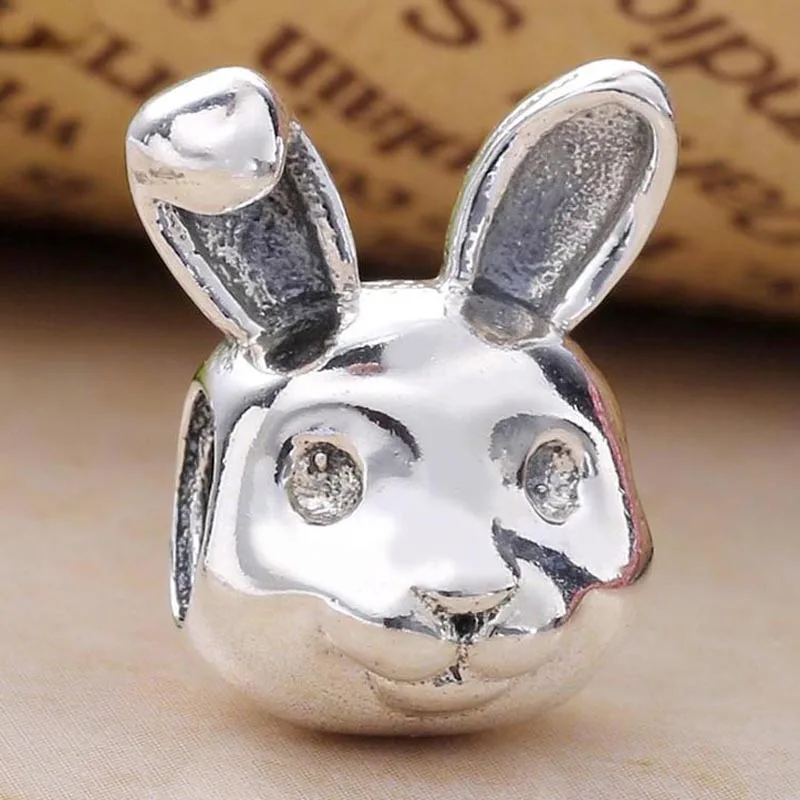 

New 925 Sterling Silver Animal Charm Vintage Cute Remarkable Rabbit Bead Fit Original Bracelet Necklace DIY Jewelry