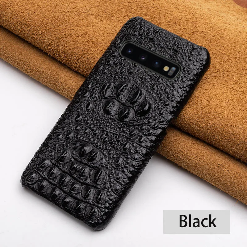 Чехол для телефона для samsung S6 S7 край S8 S9 S10 Plus Note 8, 9, 10 и узором «крокодиловая кожа» чехол для A20 A30 A50 A70 A5 A7 A8 чехол - Цвет: Black