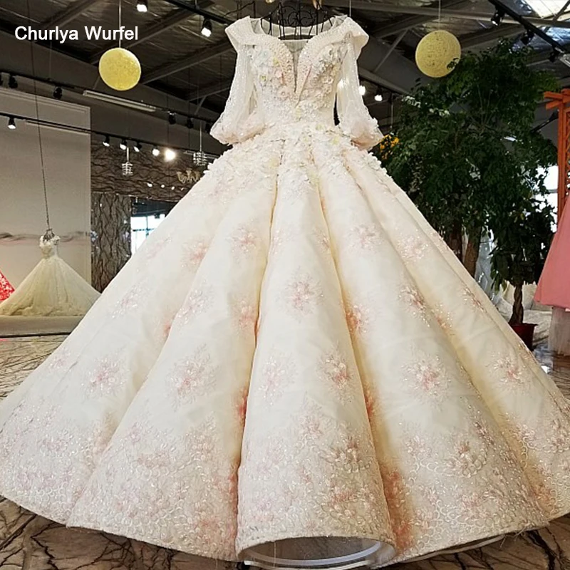 LS69412 Роскошная свадебная одежда бальное платье три четверти рукав Aliexpress, Китай Свадебные платья невесты последний дизайн