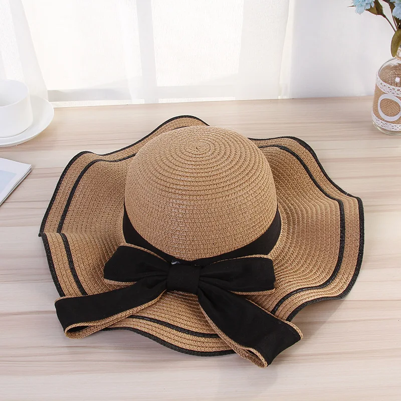 

DJ19 hat new straw hat warp knitted sunscreen hat large Yanbian sun hat