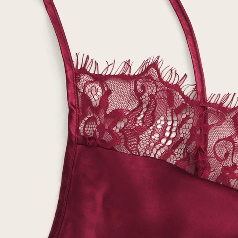 SHEIN Атласный Топ На Бретелях С Кружевом И Шорты Пижама Комплект Женский Розовый Летний Сексуальный Комплект Пижамы