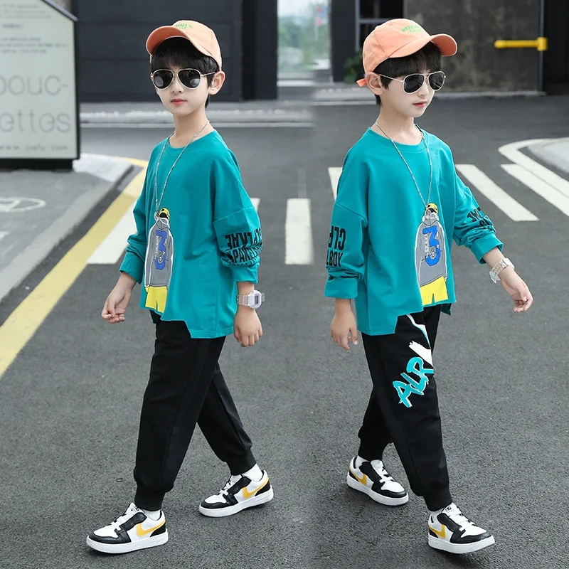 

Teen Kids Clothes Baby Boys Costume Letter Tracksuit Tops Pants 2PCS Children Boy spring aytumn Outfits Set 4 6 8 10 12 years