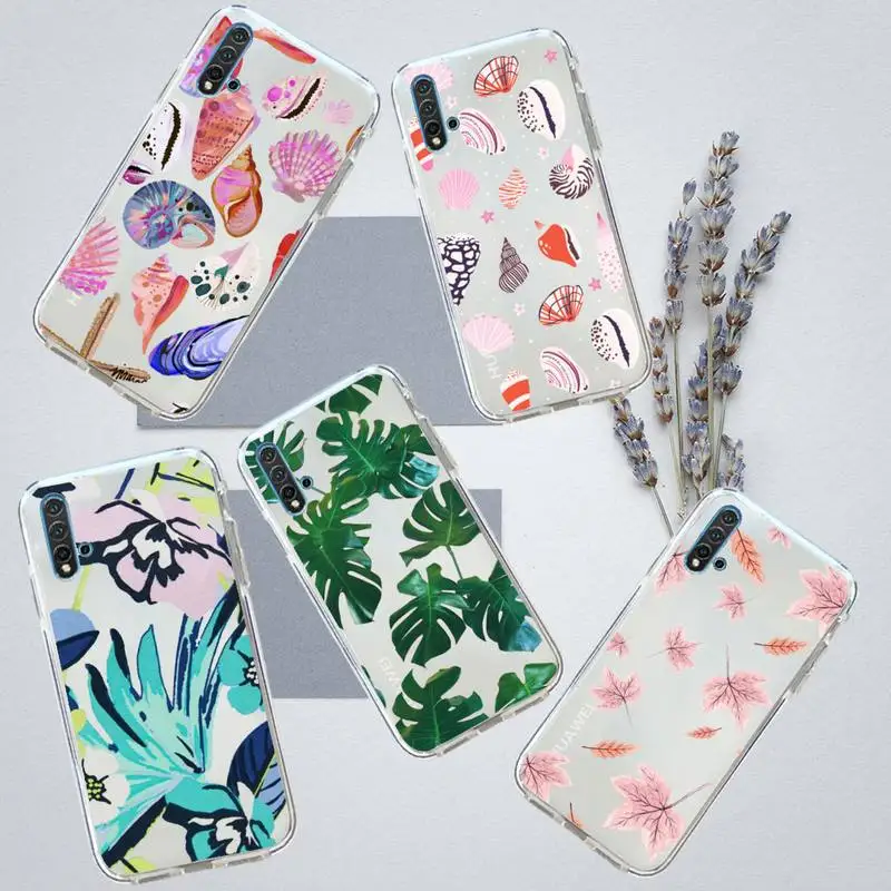 

Colorful Flower Leaves Fashion Phone Case Transparent for Huawei honor P mate 40 20 30 10 50 i 9 x mate pro lite 8a