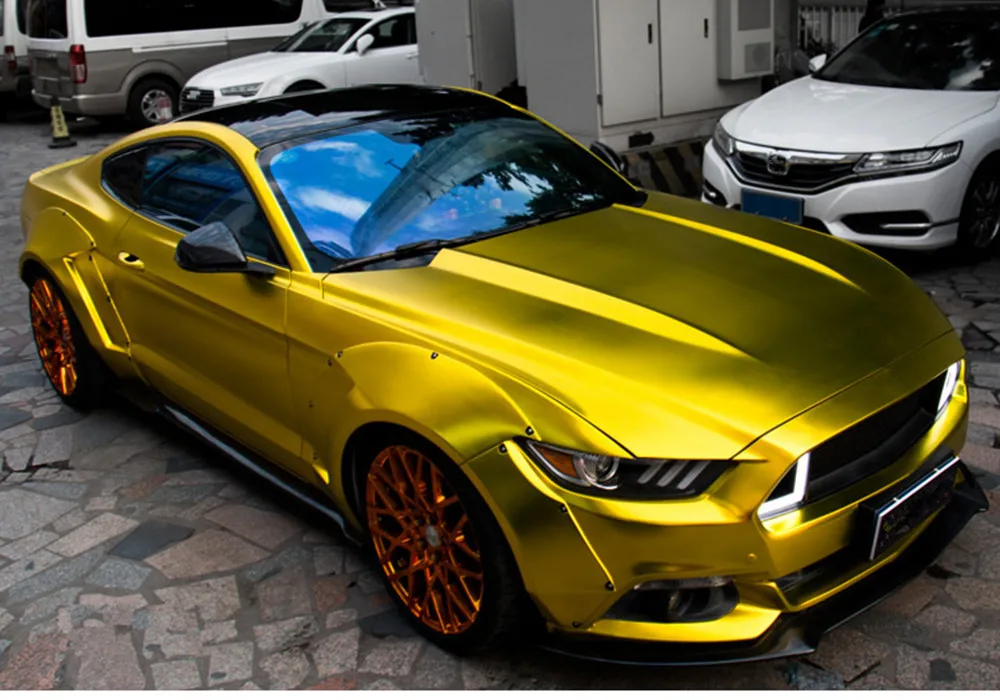 Атласная хромированная виниловая золотая пленка SUNICE для автомобиля