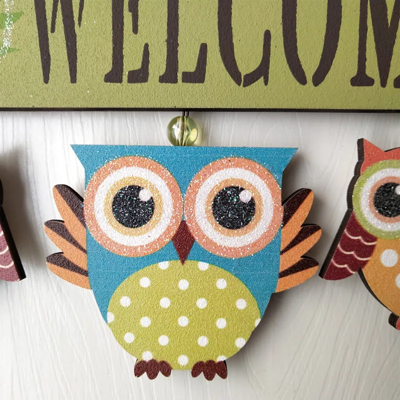

Garden style home accessories creative personality owl listing welcome to welcome shop wall hanging resin embellishments