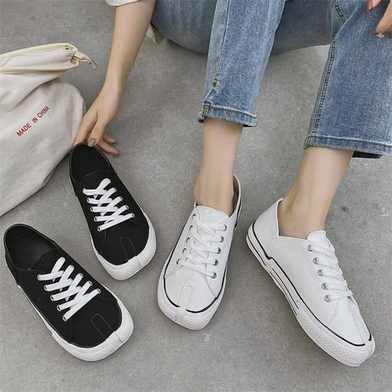 

2021 New Women Flats Shoes Leisure Square Head Canvas Lace Up Platform Female Shoes Woman Non-slip Comfortable Flats Women Shoes