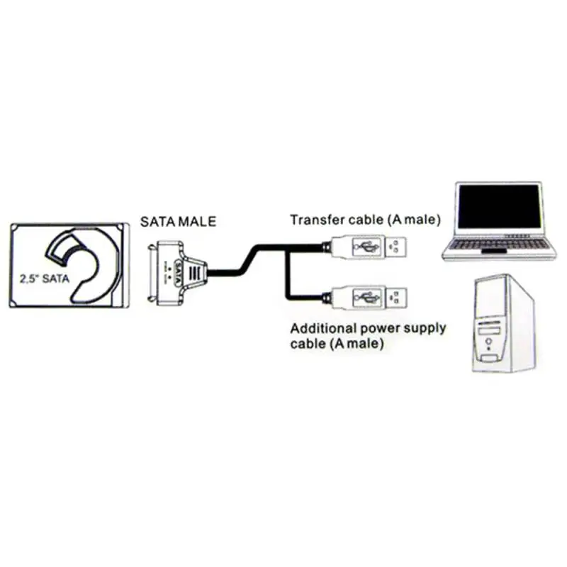 Новый черный медный кабель 50 см USB к SATA SATA7 15 Pin SATA2.0 адаптера для жесткого диска