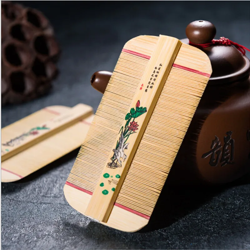 

Chinese Traditional Bamboo Lice Comb Handmade Dense Comb Rose Remove Itching Scraping Head Flea Cootie Combs
