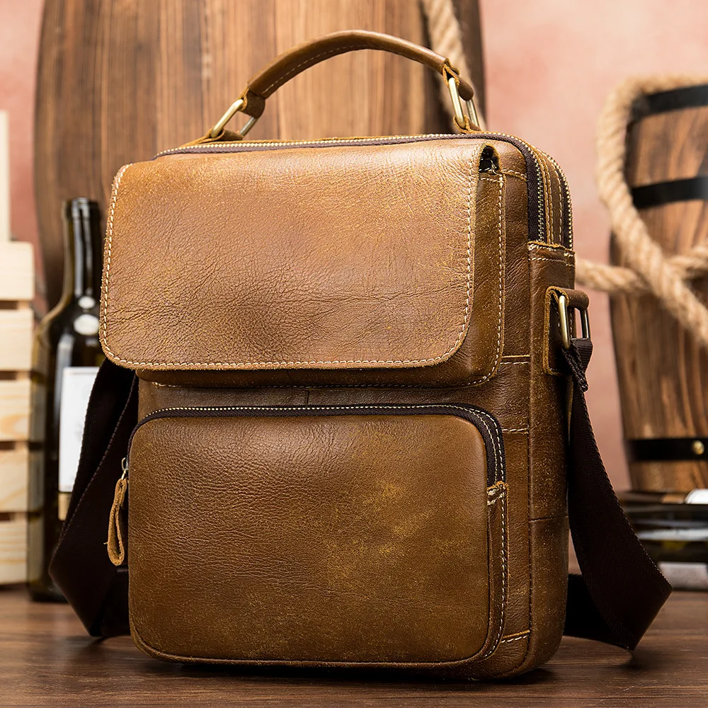 2020 Новая повседневная мужская деловая сумка через плечо из спилка коровьей кожи