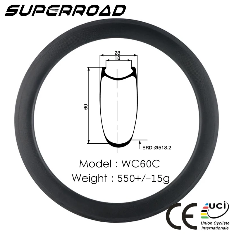 Special Price High Quality 28mm Wide 60mm Deep Carbon Fiber 700C Road Bicycle Clincher Rims Cycle | Спорт и развлечения