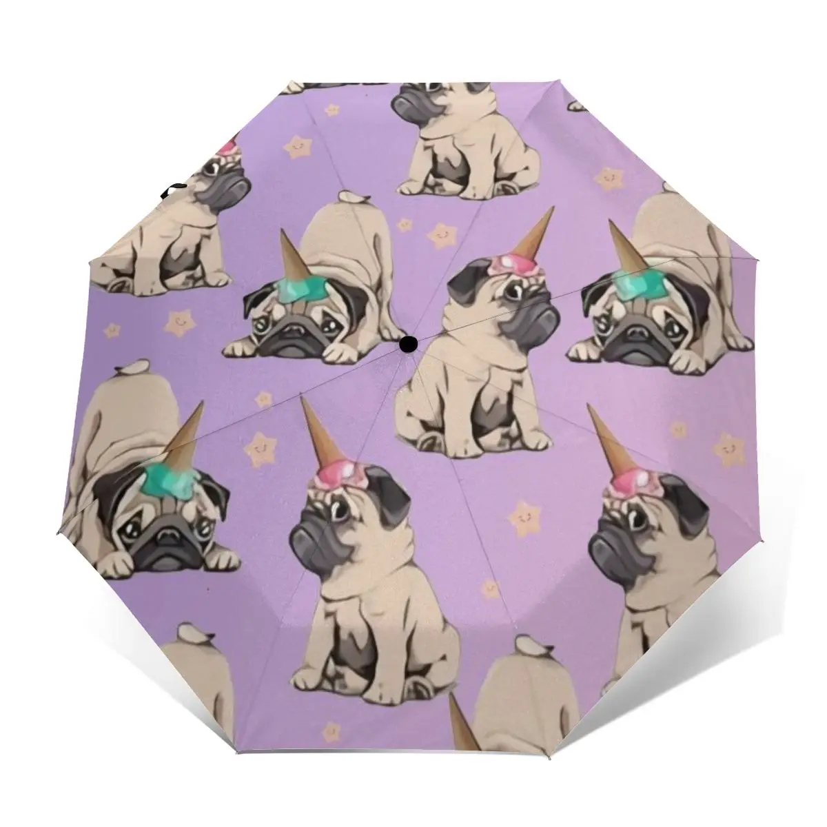 

Sunny Umbrella Funny Unicorn Pug Automatic folding portable men women umbrella Sunscreen rain Windproof beach parasol