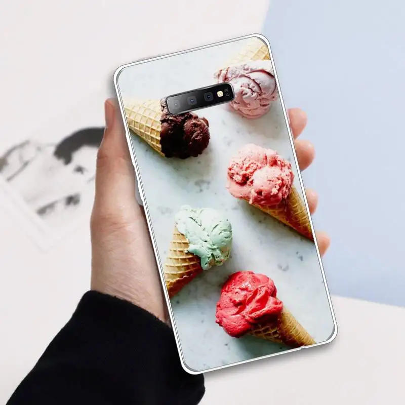 

Summer Ice Cream delicious Sweets food Phone Case Transparent For Samsung Galaxy A 71 21s S note 8 9 10 plus 20 ultra