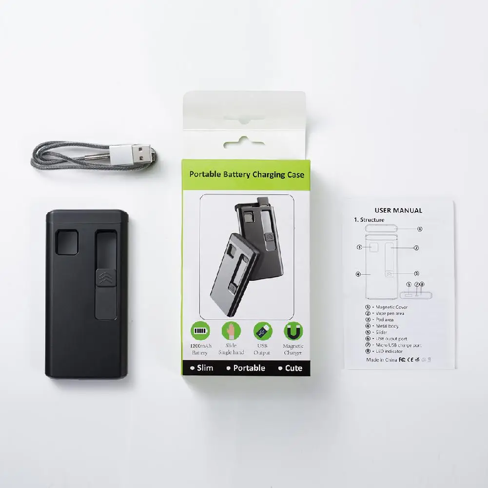 Тонкий портативный 1200mah блок зарядного устройства для JUUL зарядный чехол держатель для хранения телефона магнитное зарядное устройство