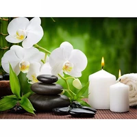 new full square round 5d diy diamond painting orchid candles stones embroidery cross stitch rhinestone mosaic painting wg057