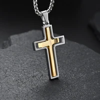 new design hip hop christian cross rotatable bible pendant necklaces long box chain amulet stainless steel male mens jewellery