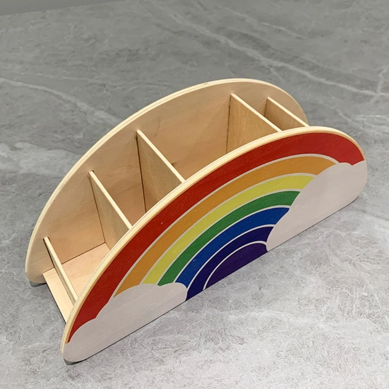 

2021 New 2021 New Rainbow Wooden Pen Holder DIY Pencil Container Storage Box Phone Desk Organizer