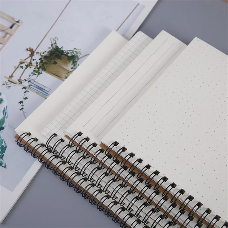 

Kraft Paper A5 Spiral Notebook Office School Supplies Drawing Sketch Notebooks Blank Dotted Line Grid Page Planner Diary Notepad