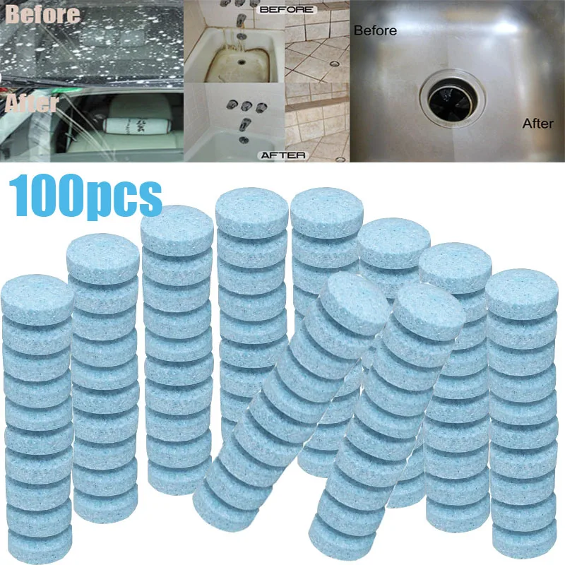 100PCS Blue 50-500 шт Белый/Синий Многофункциональный Effervescent Спрей очиститель набор стеклоочистителей для домашней уборки автомобиля концентрат Effervescent очиститель - Цвет: 100PCS Blue
