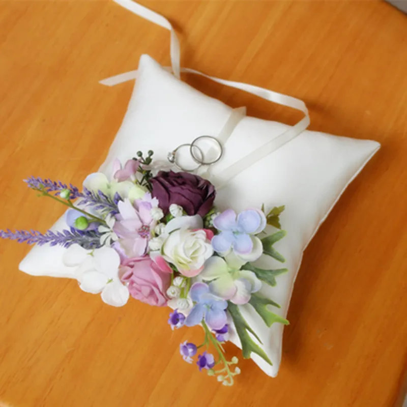 Подушка для кольца Свадебный Цветочный девочек белый цветок розовый фиолетовый |