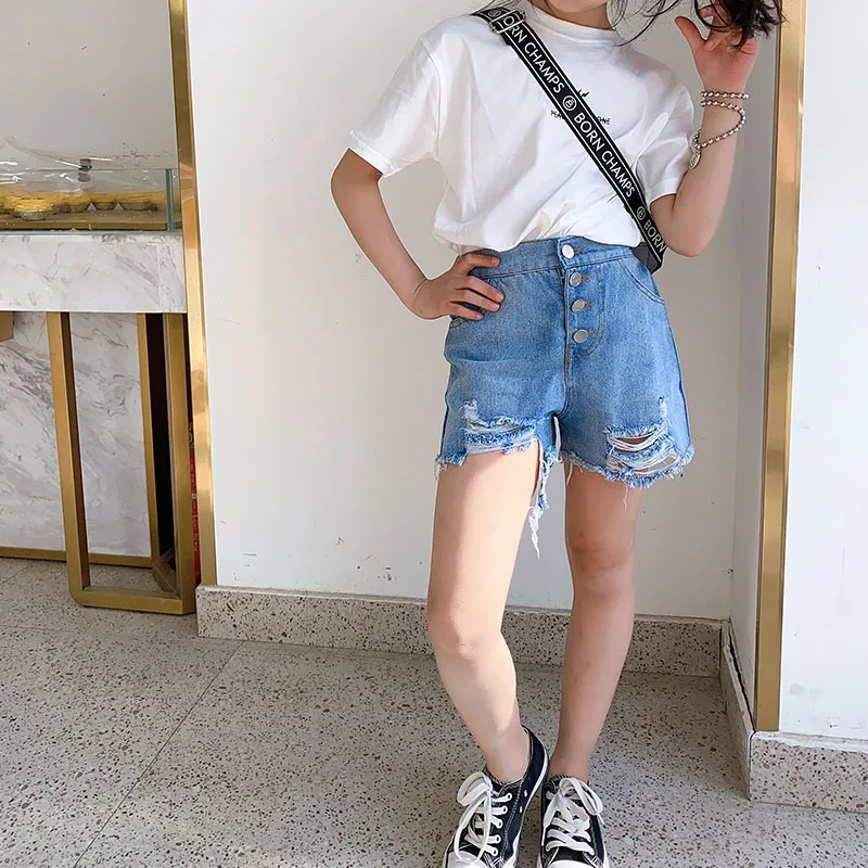 Short Ripped Jeans for Kids Girls 