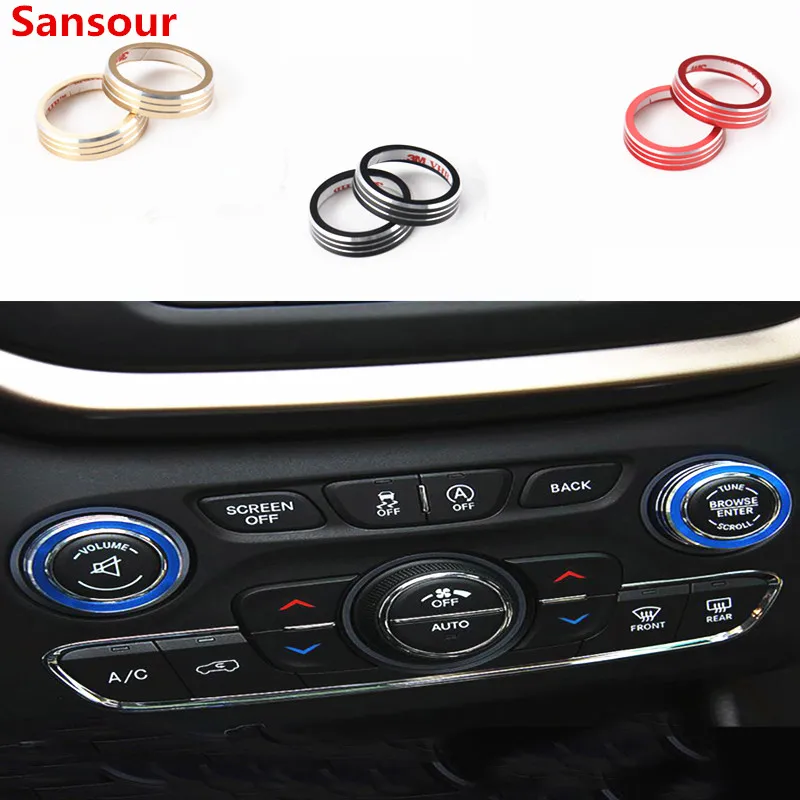 

Sansour Interior Mouldings For Jeep Grand Cherokee 2014-2016 CD Switch Button Knob Cover Ring Trims Stickers For Grand Cherokee