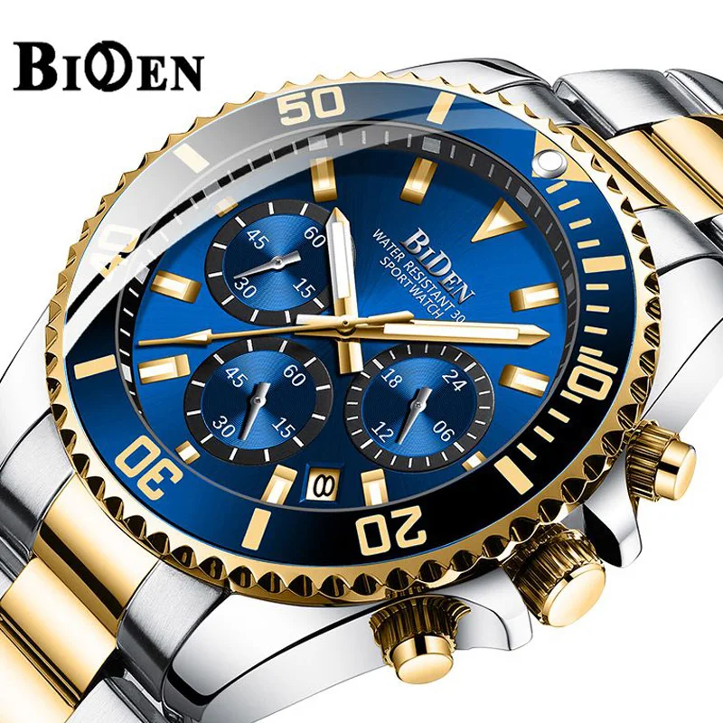 Relojes спортивные часы для мужчин синий топ бренд роскошные золотые кварцевые