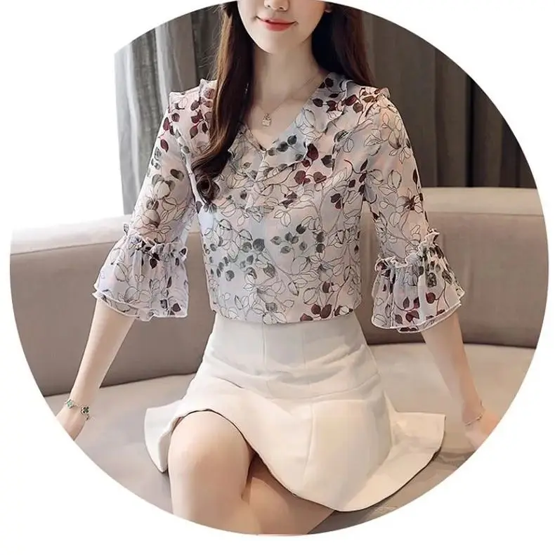 Женская шифоновая рубашка с коротким рукавом большие размеры | одежда